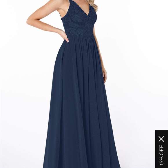 Azazie Shanna Bridesmaid Dress Dark Navy. EUC. Worn once. - Picture 2 of 8